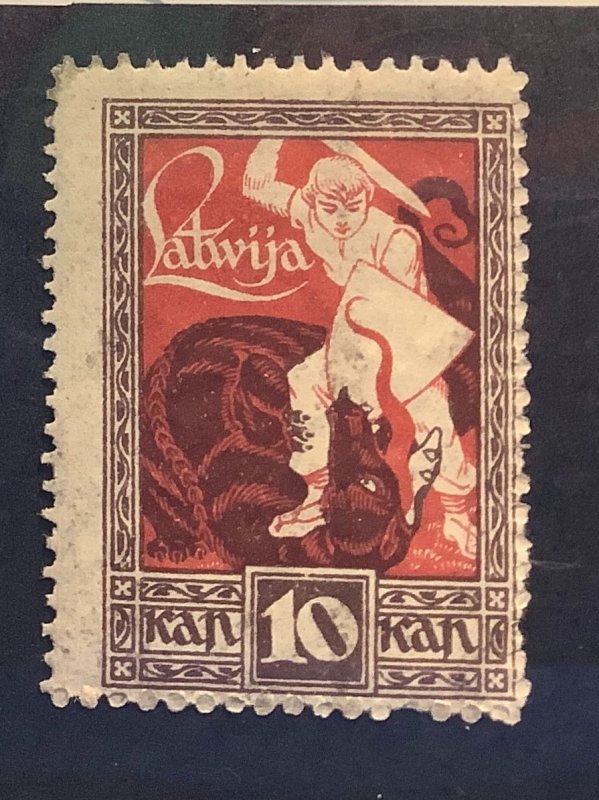 Latvia 1919-22 Scott 64 MH - 10k,  Liberation of Kurzeme, Dragon slayer