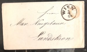 1800s Vienna Austria Postal Stationary Vintage Cover To Landskron