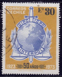 Chile, 1973, 50th Anniversary of Interpol, 30c, sc#830, used**