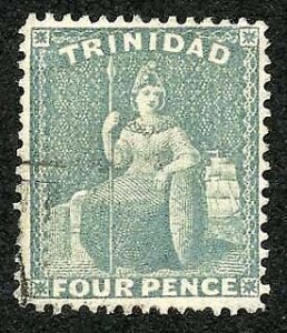 Trinidad SG102 4d Bluish Grey wmk Crown CA Fine used Cat 17 pounds