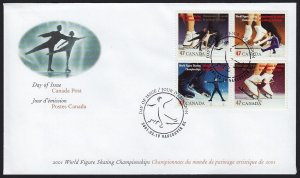 FIGURE SKATING = Official FDC with se-tenant block of 4 Canada 2001 #1896-1899
