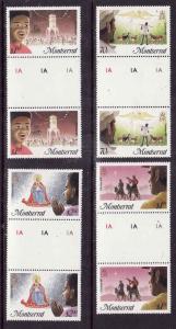 Montserrat-Sc#588-91-unused NH gutter pair set-Christmas-Angels-1985-