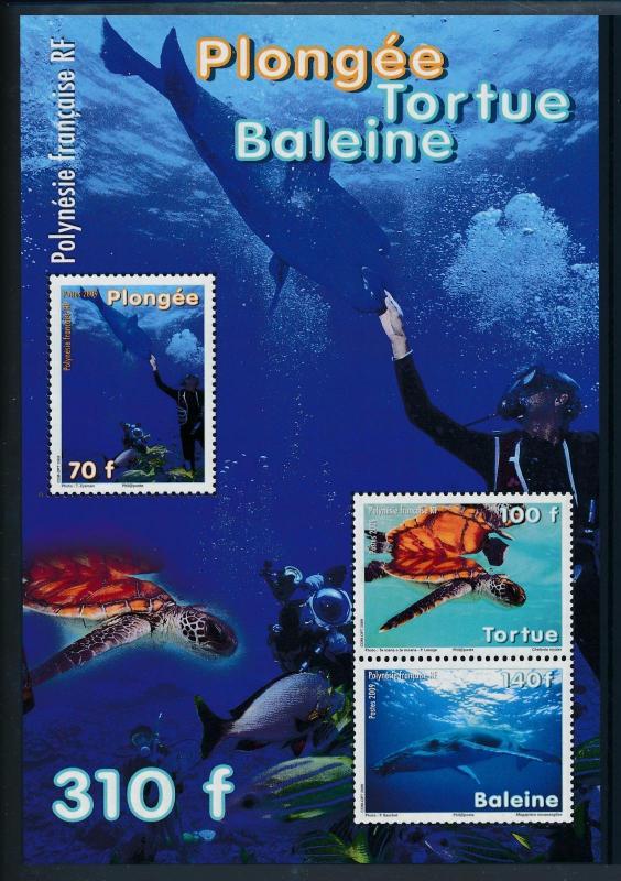 [37844] French Polynesia 2009 Marine life Diving Turtle Whale MNH Sheet