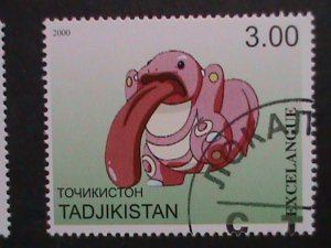 ​TAJIKISTAN -2000 LOVELY FAMPOUS POKEMON CTO FANCY POSTAL CANCEL VERY FINE