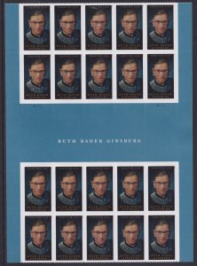 US 5821 Ruth Bader Ginsburg F header gutter block 20 MNH 2023