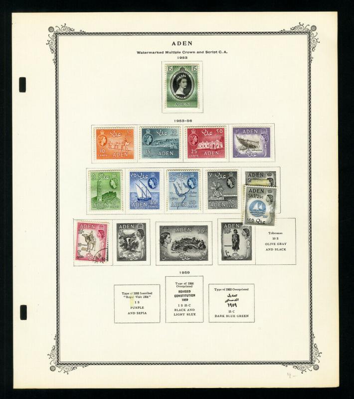 Aden 1937 to 1950s Vintage Stamp Collection