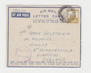 PALESTINE -UK 1945 CENSORED AIR LETTER CARD,PAL CENS#T.33, 13m RATE (SEE BELOW) 