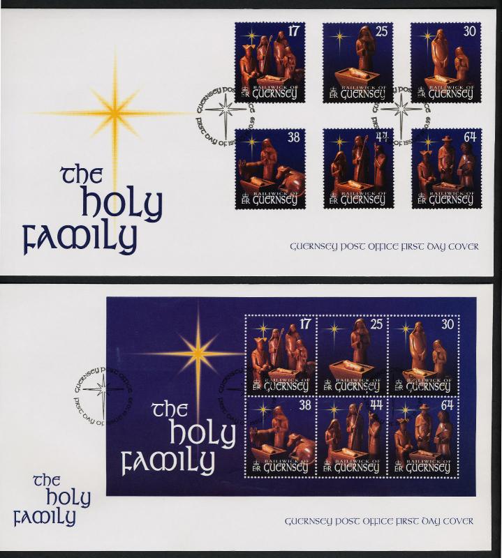 Guernsey 697-702a FDC's -  Christmas, Creche Figures, Art