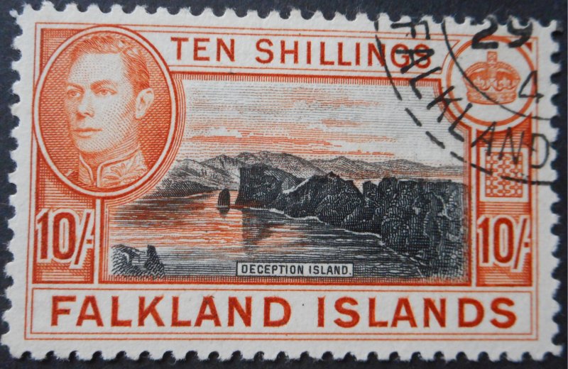 Falkland Islands 1938 GVI 10/- SG 162 used