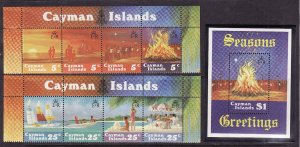 Cayman Is.-Sc#532-4-unused NH set-Christmas-1984-2 strips of