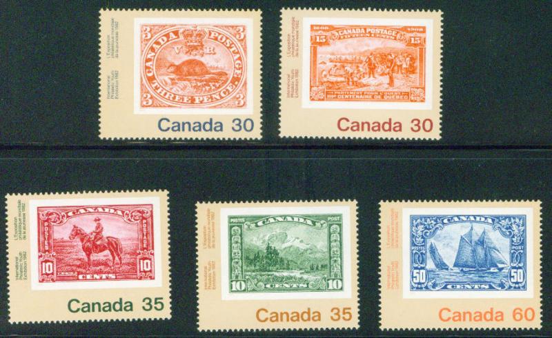 CANADA Scott 909-913 MNH** Stamp on Stamp set 1982