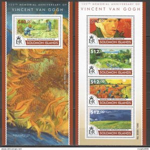 2015 Solomon Islands Vincent Van Gogh Art Paintings #3262-66 1+1 ** Ls456