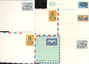 UNITED NATIONS #C8-C12, U3, 46, UXC4, 4X3, AIR LETTER 