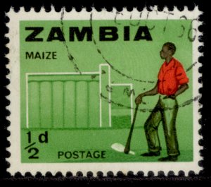 ZAMBIA QEII SG94, ½d red, black & yellow-green, FINE USED.