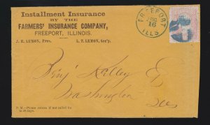 US 79 3c Washington Rose A Grill Adv Cover Freeport Il CDS Crowe Cert SCV $2000