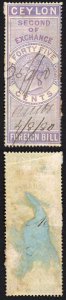 Ceylon Foreign Bill BF23 45c Violet 2nd Exchange