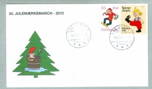 Denmark Cover Cachet. # 34  Christmas Seals Walk 2010.. 5.50 Kr. Vaerlose.