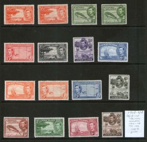 Cayman Islands 1938 KGVI Sc 100-111,114-5,100a,101a set MH