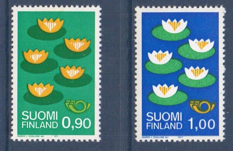 Finland 1977 Sc#593/594 NORDIC COUNTRIES COOPERATION FIVE WATER LILIES Set MNH