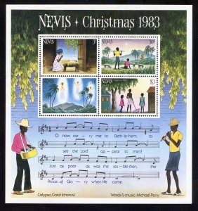 Nevis 189a MNH, Christmas Souvenir Sheet from 1983.