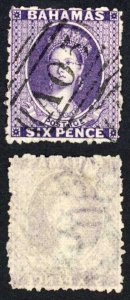 Bahamas SG30 6d Lilac Wmk Crown CC Used