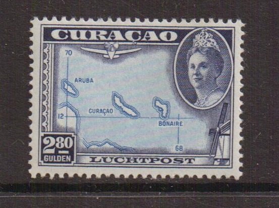 Netherlands Antilles  Curacao  #C30  MH  1942   AIR  Wilhelmina  2.80g