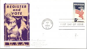 FDC 1964 SC #1249 Chickering Jackson Cachet - Washington DC - Single - J6018