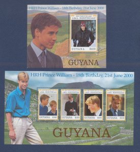 GUYANA  - Scott 3490-3491 - MNH S/S  - Prince William - 2000 ---c