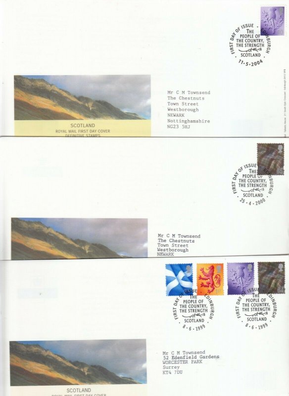 1999-2005 SCOTLAND ONE COUNTRY DEFINITIVE FIRST DAY COVERS X6