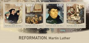 Stamps.Reforma, Martin Luther 2022 year 1+1 sheets perf Mali