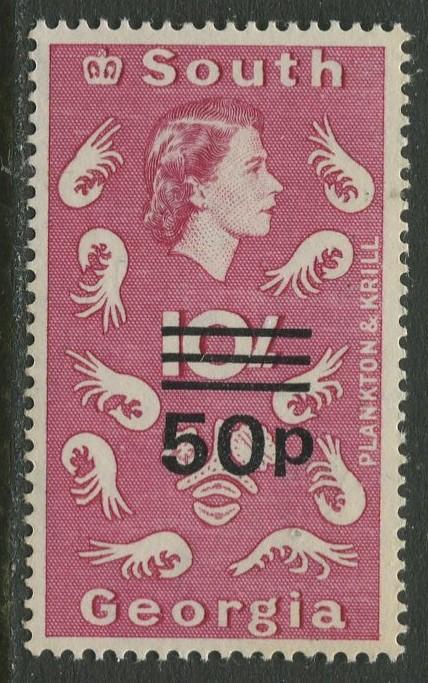 South Georgia - Scott 30 -Overprint -1971- MNH - Single 50p on a 10/- Stamp