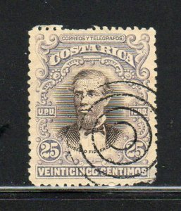 COSTA RICA #57  1903  25c EUSEBIO FIGUEROA OREAMUNO      F-VF USED