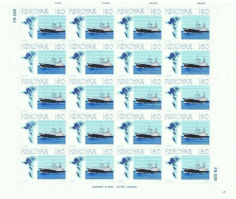 1977 Faroe Island MNH Streets of 20 Scott # 24-27 Fishing Vessels