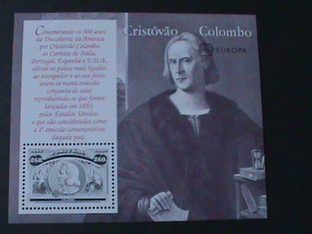 PORTUGAL-1992-SC#1923-EUROPA- VOYAGES OF COLUMBUS-COLUMBUS MNH S/S VERY FINE