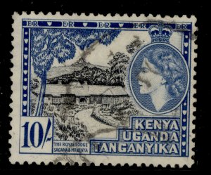 KENYA UGANDA TANGANYIKA QEII SG179, 10s black and deep ultramarine, FINE USED.