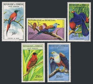 Senegal C26-30,without gum. Bee-eater,Roller,Touraco,Red bishop.Fish eagle.