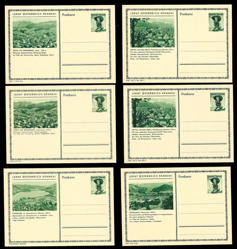 AUSTRIA (62) Scenery View Green 1 Shilling Postal Cards c1950s ALL MINT UNUSED