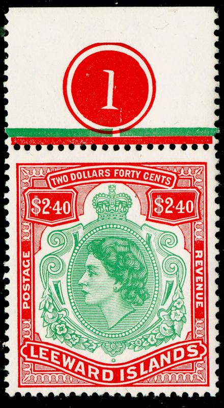 LEEWARD ISLANDS SG139, $2.40 bluish green & red, NH MINT. Cat £13.