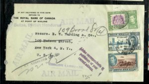 BRITISH HONDURAS COVER (P0601B) KGVI 1947 PEACE 5C1C+15C  COVER TO USA LOT 33 