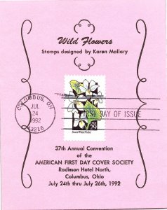 SWEET WHITE VIOLET FLOWERS AMERICAN FIRST DAY COVER SOCIETY CARD 1992