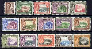 Dominica 1938-47 KG6 definitive set 15 values complete ap...