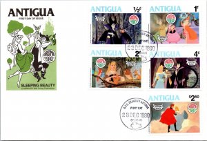 Antigua FDC 1980 - Sleeping Beauty, Christmas - Block of 5 - F65051