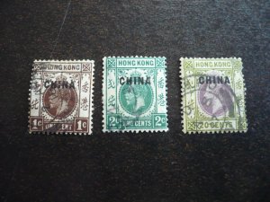 Stamps - Great Britain Offices in China-Scott#17,18,23-Used Part Set of 3 Stamps