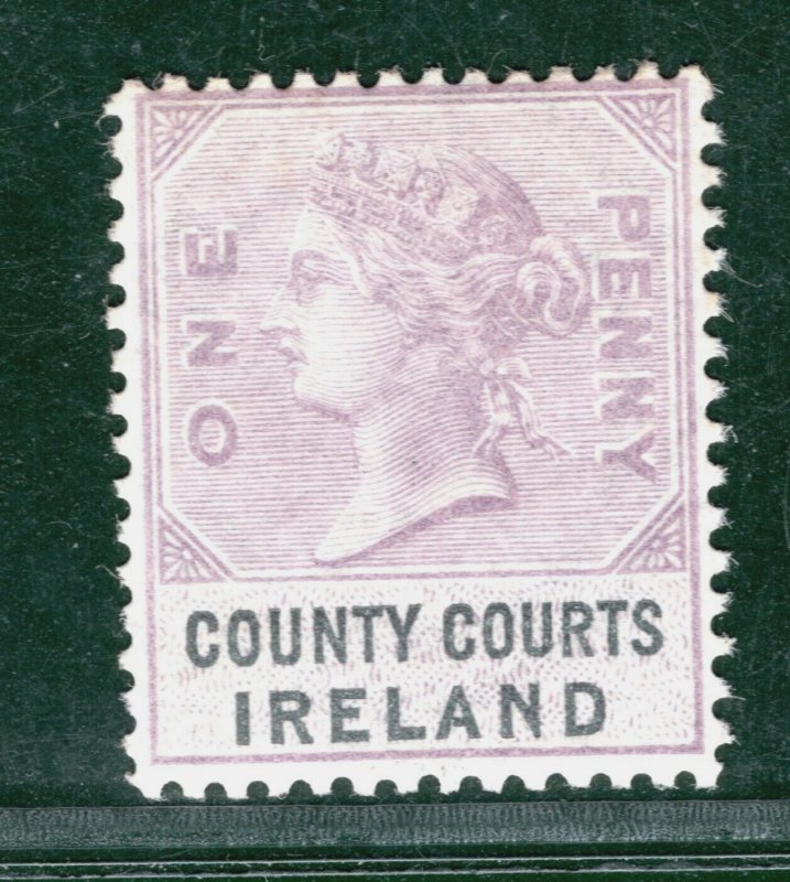 GB Ireland QV REVENUE Stamp 1d Lilac *COUNTY COURTS* 1878 #1 Mint MM Y2WHITE45