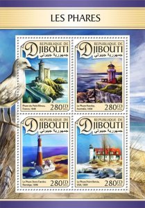 DJIBUTI - 2016 - Lighthouses - Perf 4v Sheet - Mint Never Hinged