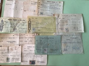 Malaya Penang vintage paper Ephemera some revenue stamps 10 items  Ref A1021