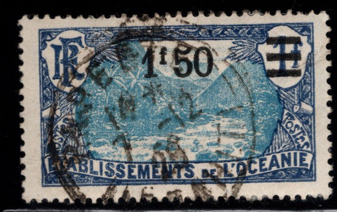 French Polynesia Scott 68 Used surcharged stamp