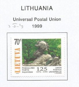 LITHUANIA - 1999 - U P U,  125th Anniv  - Perf Single Stamp - M L H