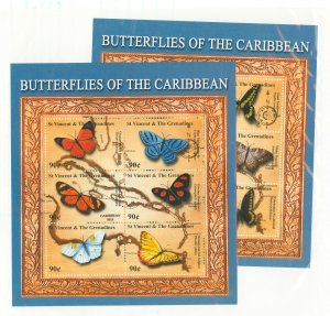 St. Vincent #2418-19  Souvenir Sheet (Butterflies)