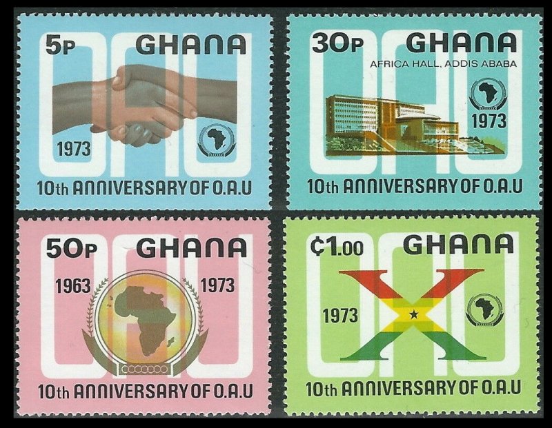 1973 Ghana 516-519 10 years Addis Ababa African Conference 3,90 €